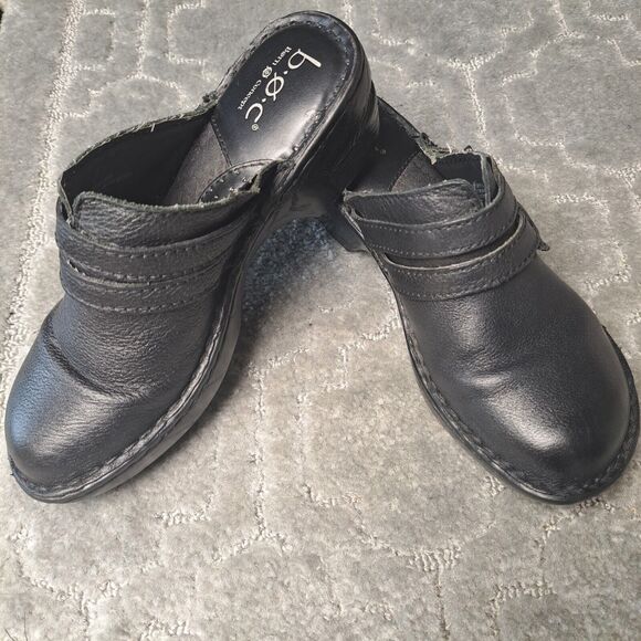 Boc Born Concept ADERYN Black Leather Clog Mules Womens Size 7M Comfort NURSING - Picture 2 of 15